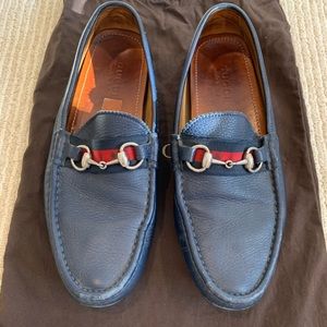 Gucci navy leather loafers